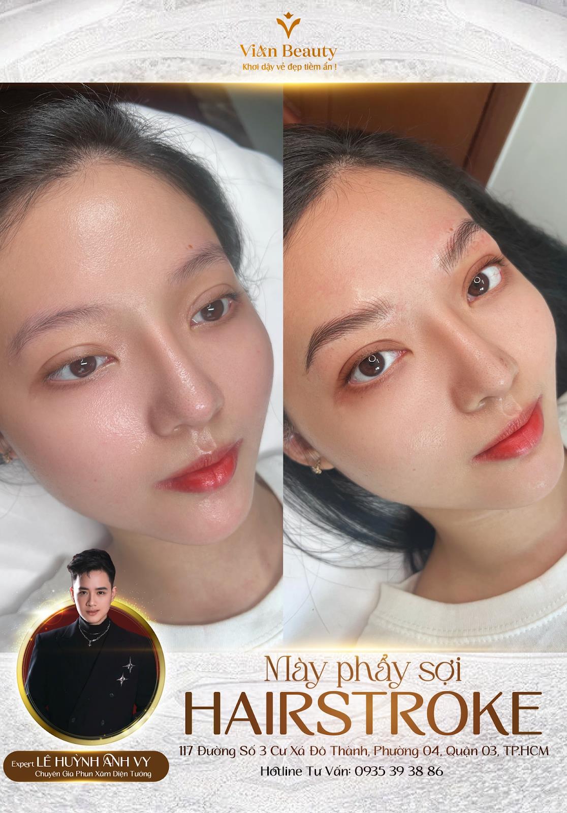 Review dịch vụ phun xăm điêu khắc mày môi tại Vian Beauty 17