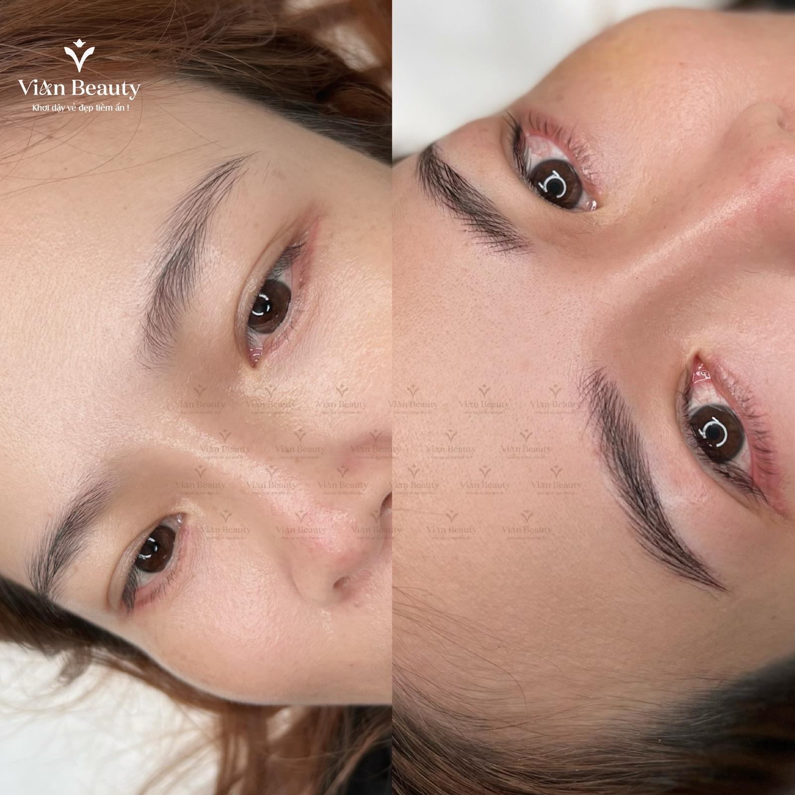 Review dịch vụ phun xăm điêu khắc mày môi tại Vian Beauty 18