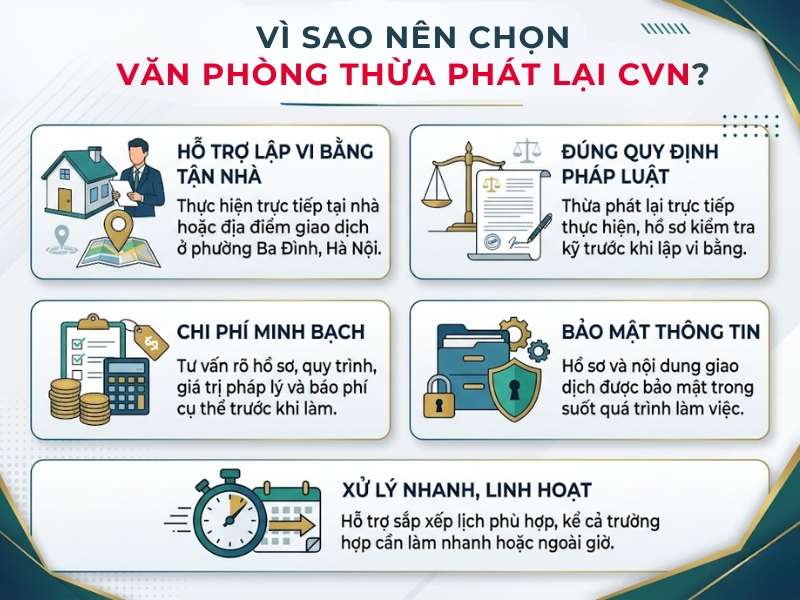 Dịch vụ lập vi bằng sổ đỏ, đất không sổ tại nhà uy tín ở phường Ba Đình, Hà Nội 4 Vì sao nên chọn cvn lập vi bằng đất sổ đỏ, đất không sổ tại nhà phường ba đình?