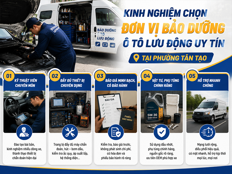 Dịch Vụ Bảo Dưỡng Ô Tô Lưu Động Tốt Giá Rẻ Tại Phường Tân Tạo 15