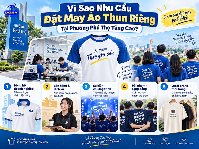 Xưởng may áo thun theo yêu cầu tại Phường Phú Thọ 2